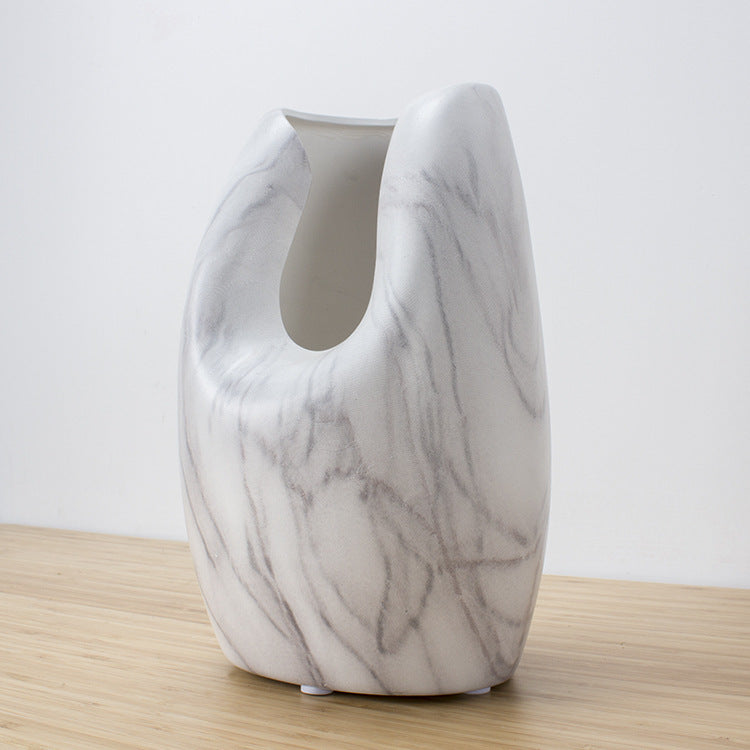 Marble effect ceramic vase