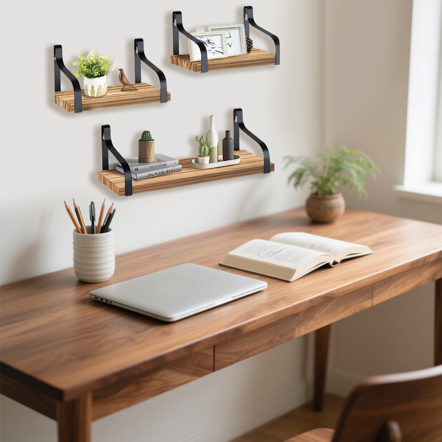 3 Pcs Wood Floating Shelves