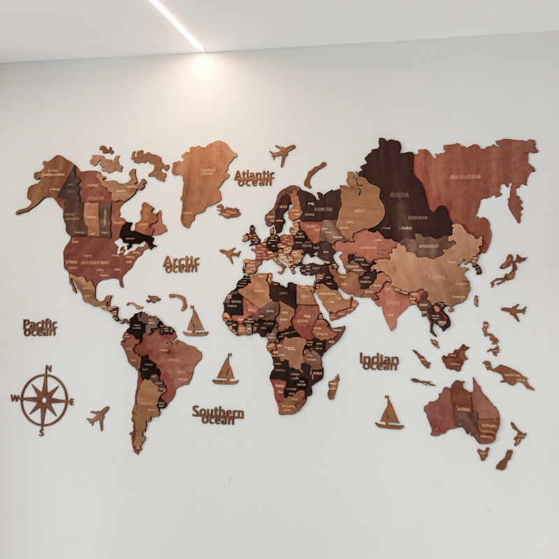 3D World Map Wall Art Large