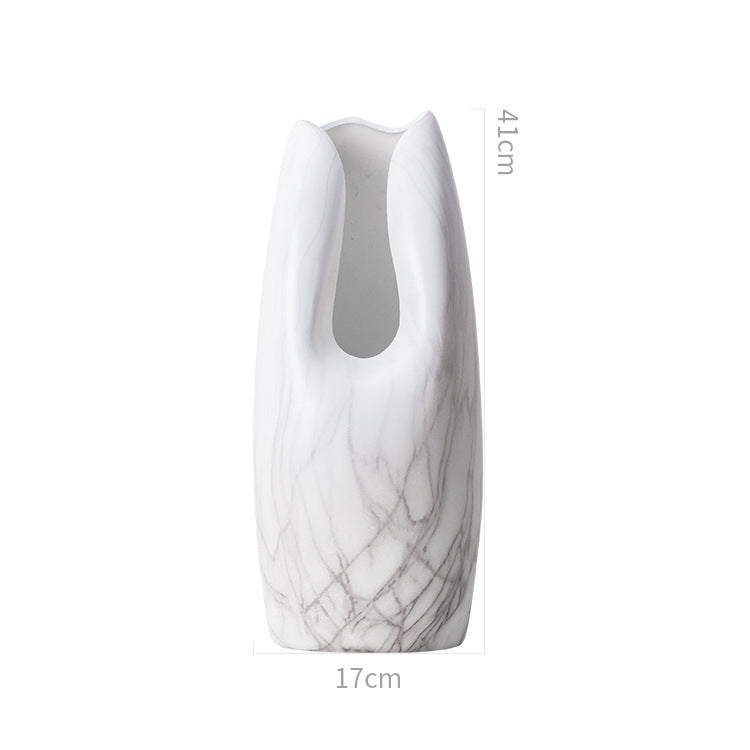 Marble effect ceramic vase