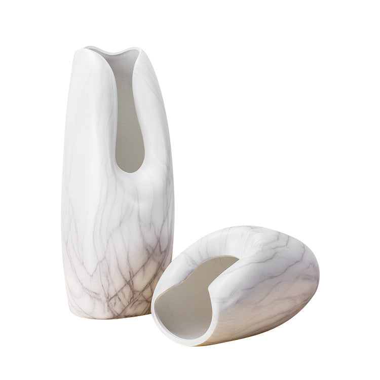 Marble effect ceramic vase