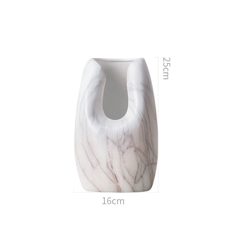 Marble effect ceramic vase